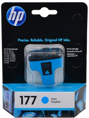 Картридж струйный HP №177 C8771HE голубой (cyan) для HP Photosmart C6183/7180/ 8253/3200/C5100/5183 (4 мл, 350стр, 350 фото 10*15см)