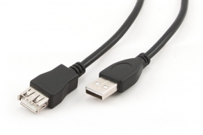 Кабель USB2.0 удлинитель A(M)-А(F) профессиональн., позолоч. контакты, черный, 1.8м CCP-USB2-AMAF-6