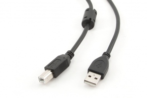Кабель USB2.0 соединительный A-B профессиональный, феррит. кольцо, позолоч. контакты, черный 3.0м, CCF-USB2-AMBM-10