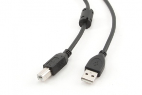 Кабель USB2.0 соединительный A-B профессиональный, феррит. кольца, позолоч. контакты, черный 4.5м, CCF-USB2-AMBM-15