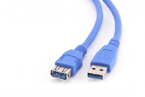 Кабель USB3.0 удлинитель A(M)-А(F) профессиональн., позолоч. контакты, синий, 1.8м CCP-USB3-AMAF-6