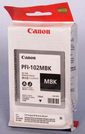 Картридж струйный Canon PFI-102MBk черный (matte black) для Canon IPF-500/510/600/605/610/700/710, 130 мл 0894B001